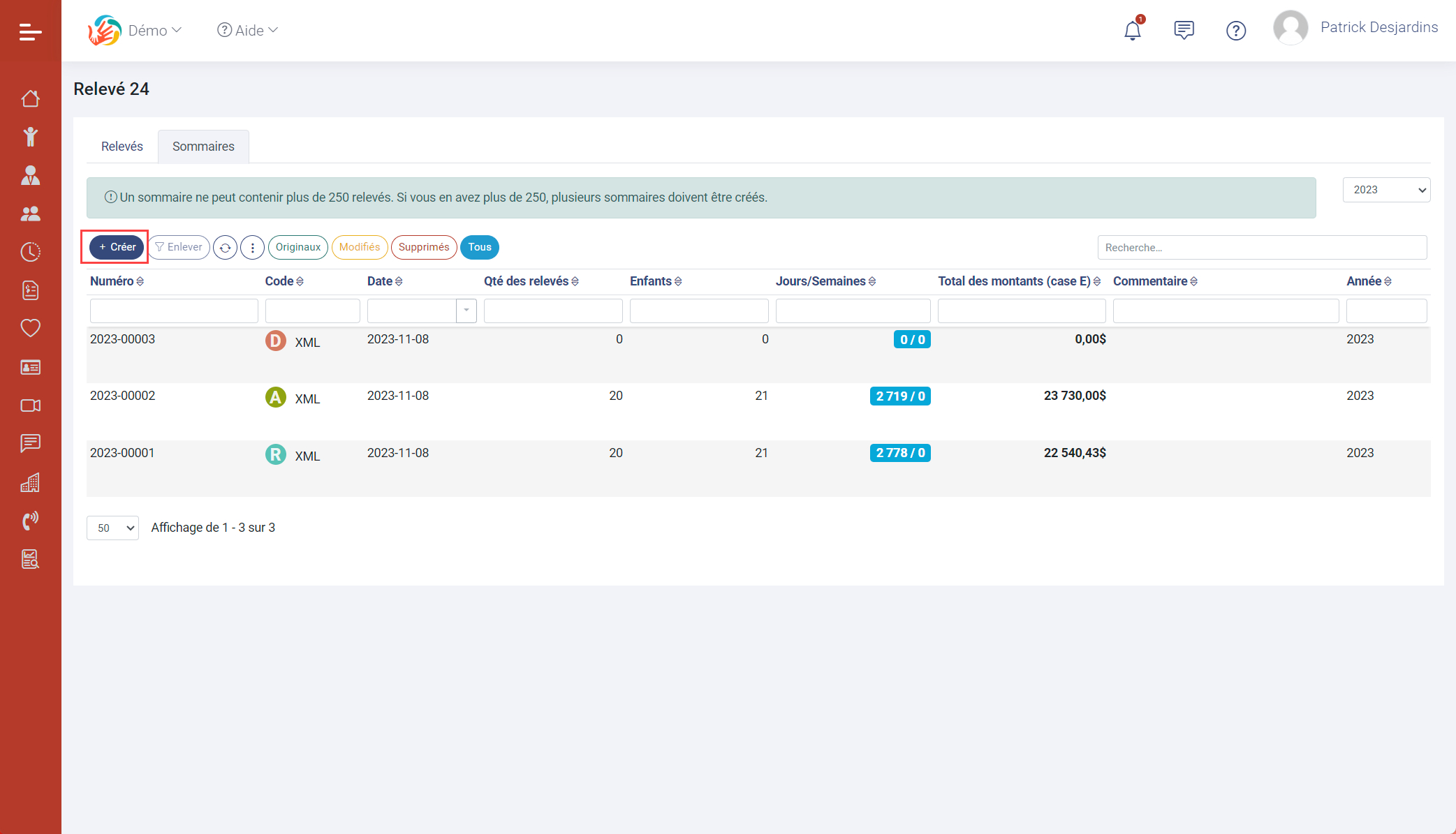 Module de production des relevés 24