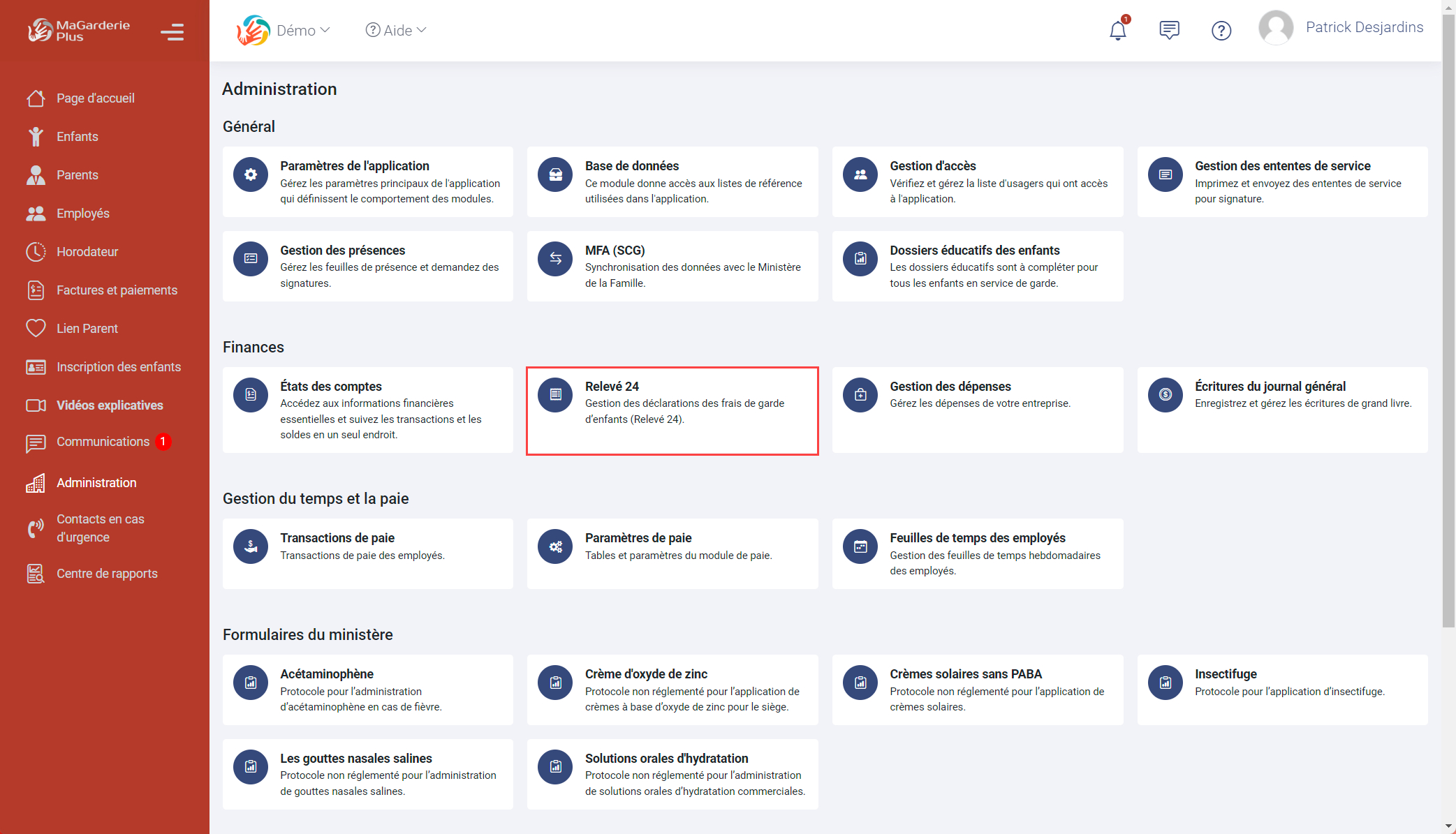Module de production des relevés 24