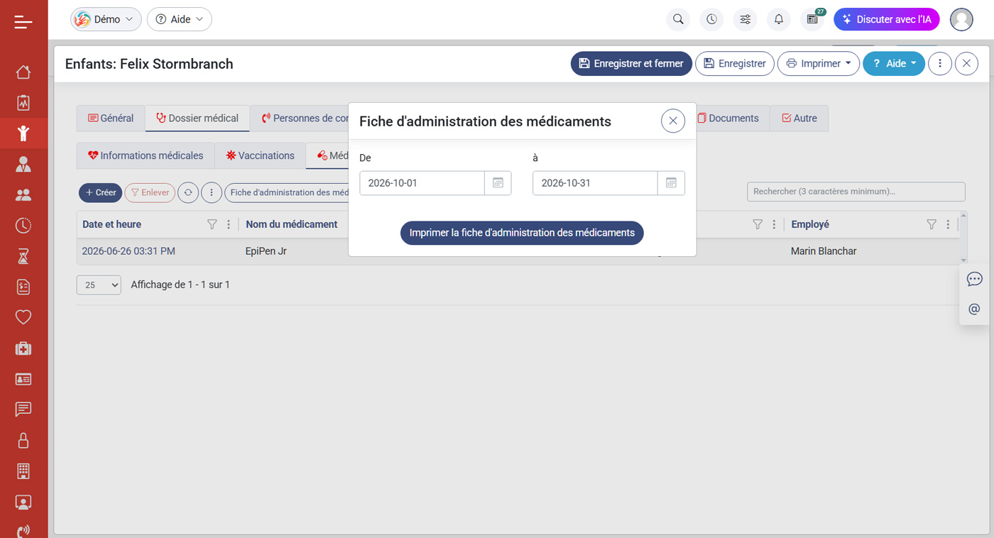Comment obtenir la fiche dans MaGarderie Plus?