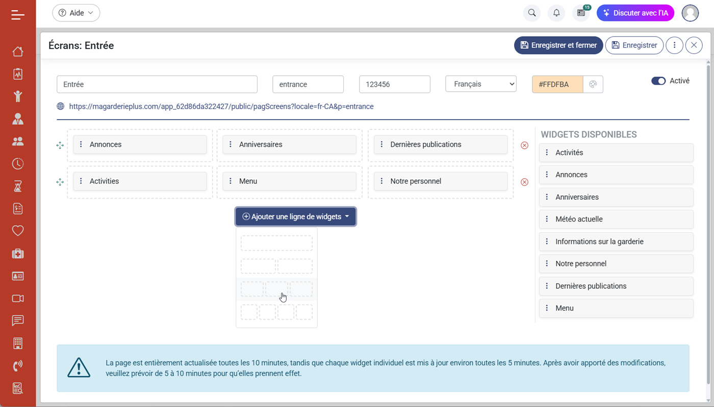 MaGarderie Plus Ecrans externes