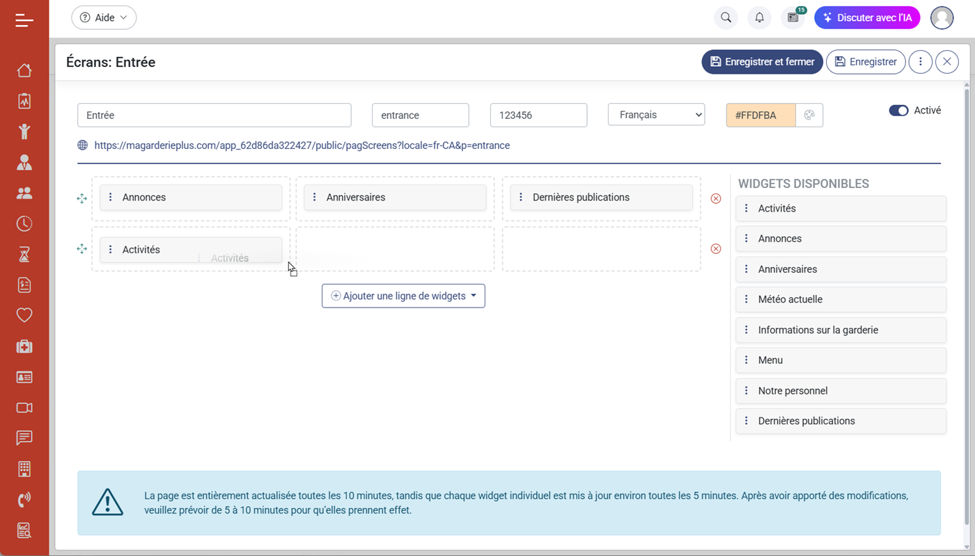 MaGarderie Plus Ecrans externes