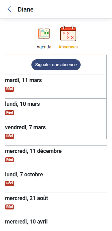MaGarderie Plus Presence des enfants Absences anticipees