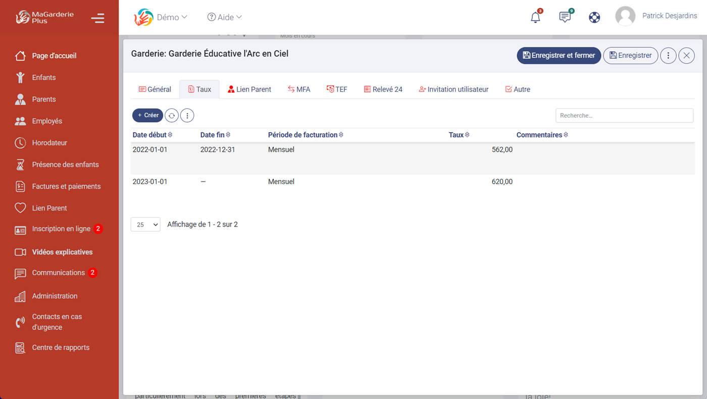 MaGarderie Plus Factures et paiements