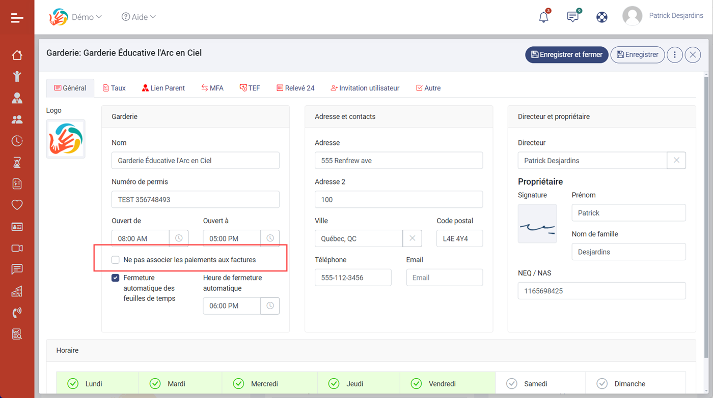 MaGarderie Plus Factures et paiements