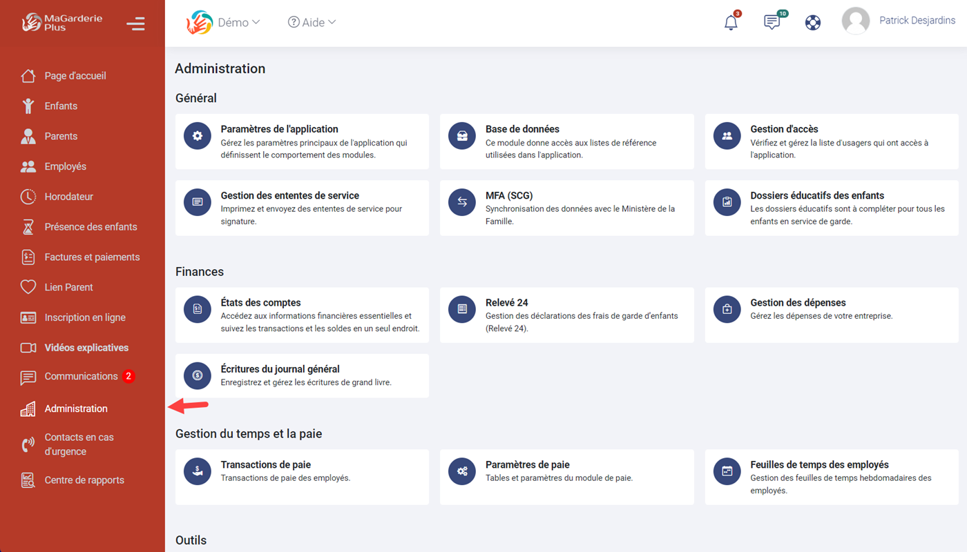MaGarderie Plus Administration