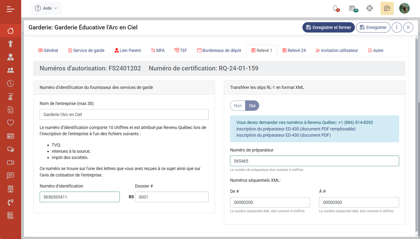 MaGarderie Plus Module de production des Relevs 1