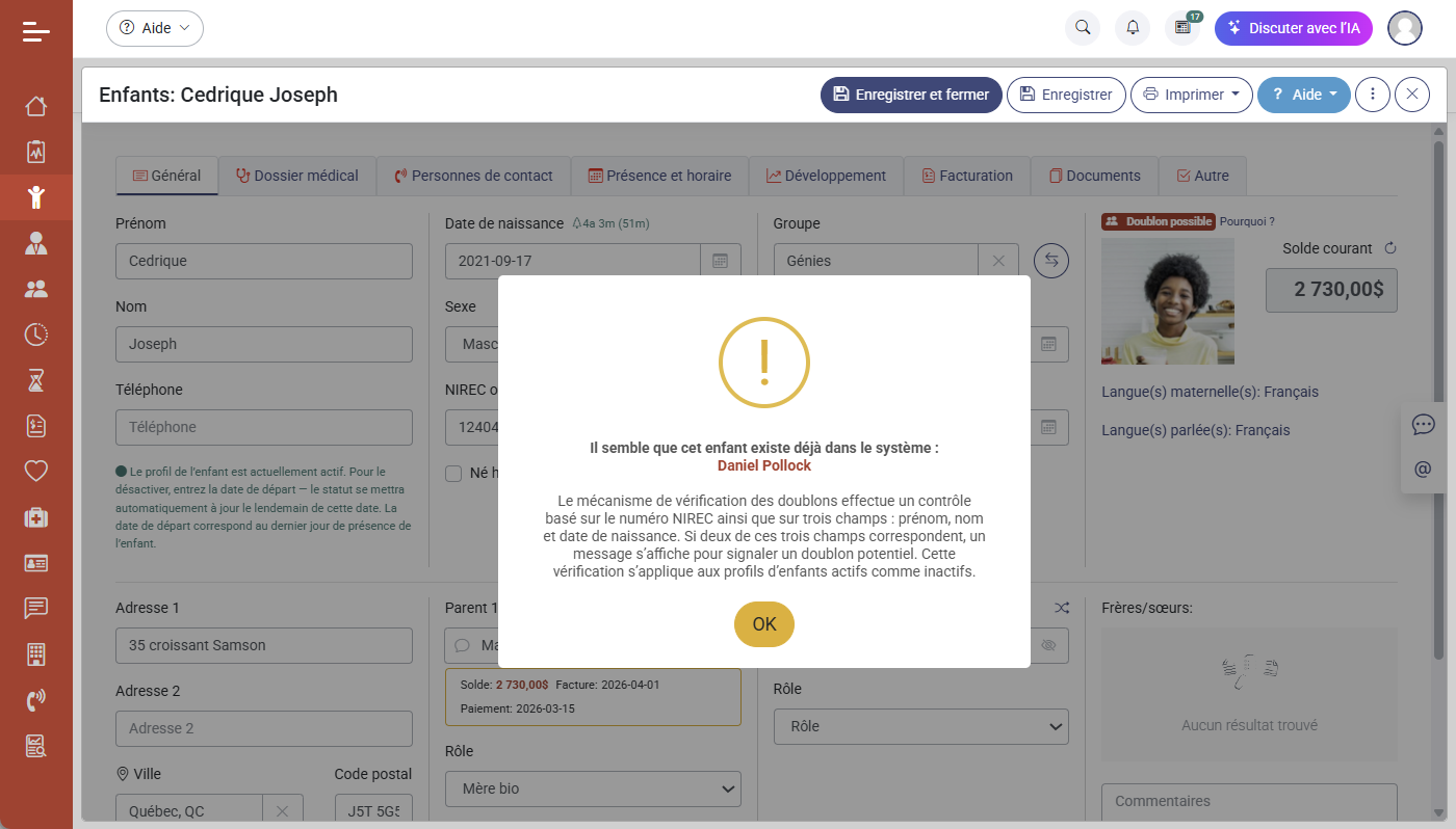 Comment traiter les doublons dans MaGarderie Plus