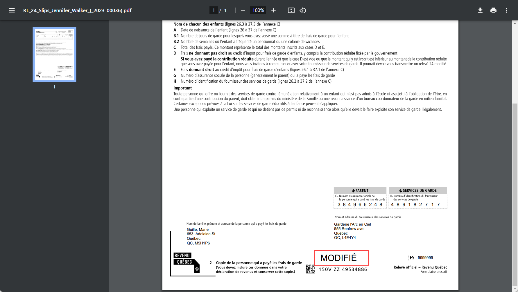 MaGarderie Plus Module de production des relevs 24