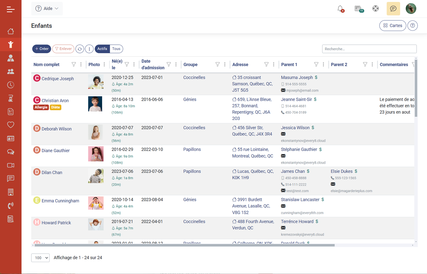 MaGarderie Plus Formulaires de liste