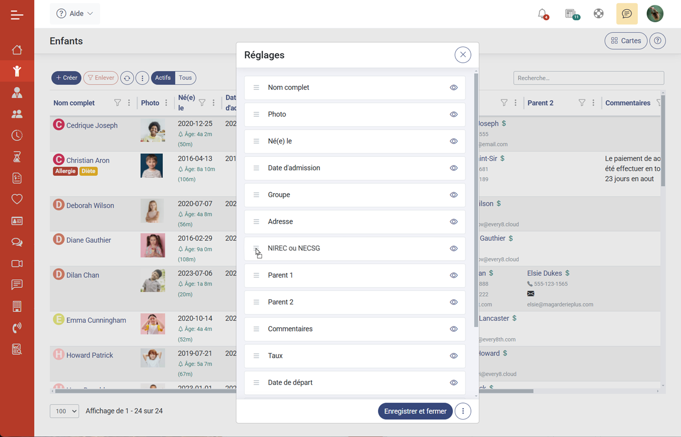MaGarderie Plus Formulaires de liste