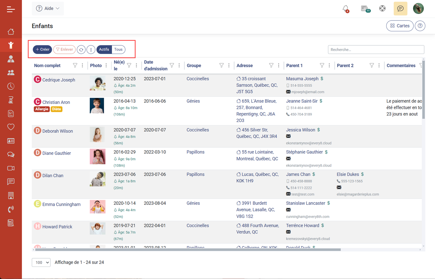 MaGarderie Plus Formulaires de liste