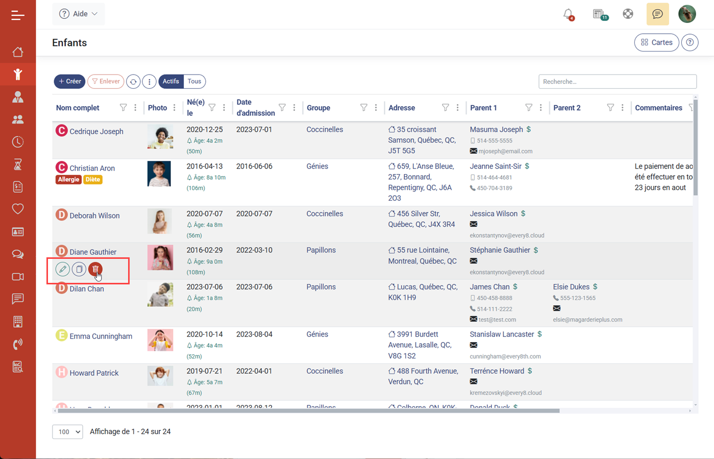MaGarderie Plus Formulaires de liste