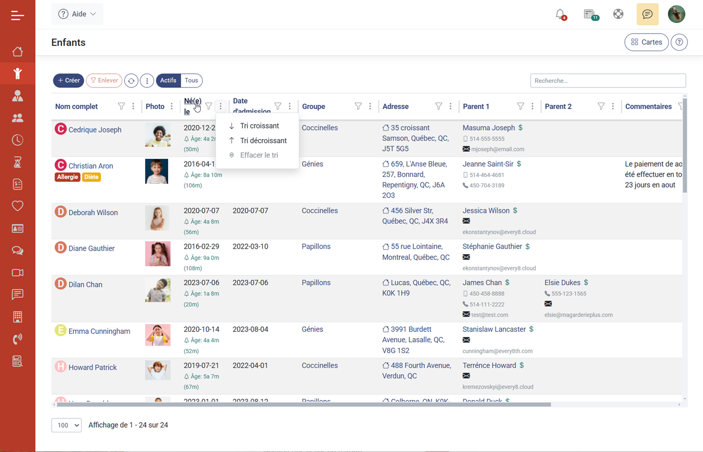 MaGarderie Plus Formulaires de liste
