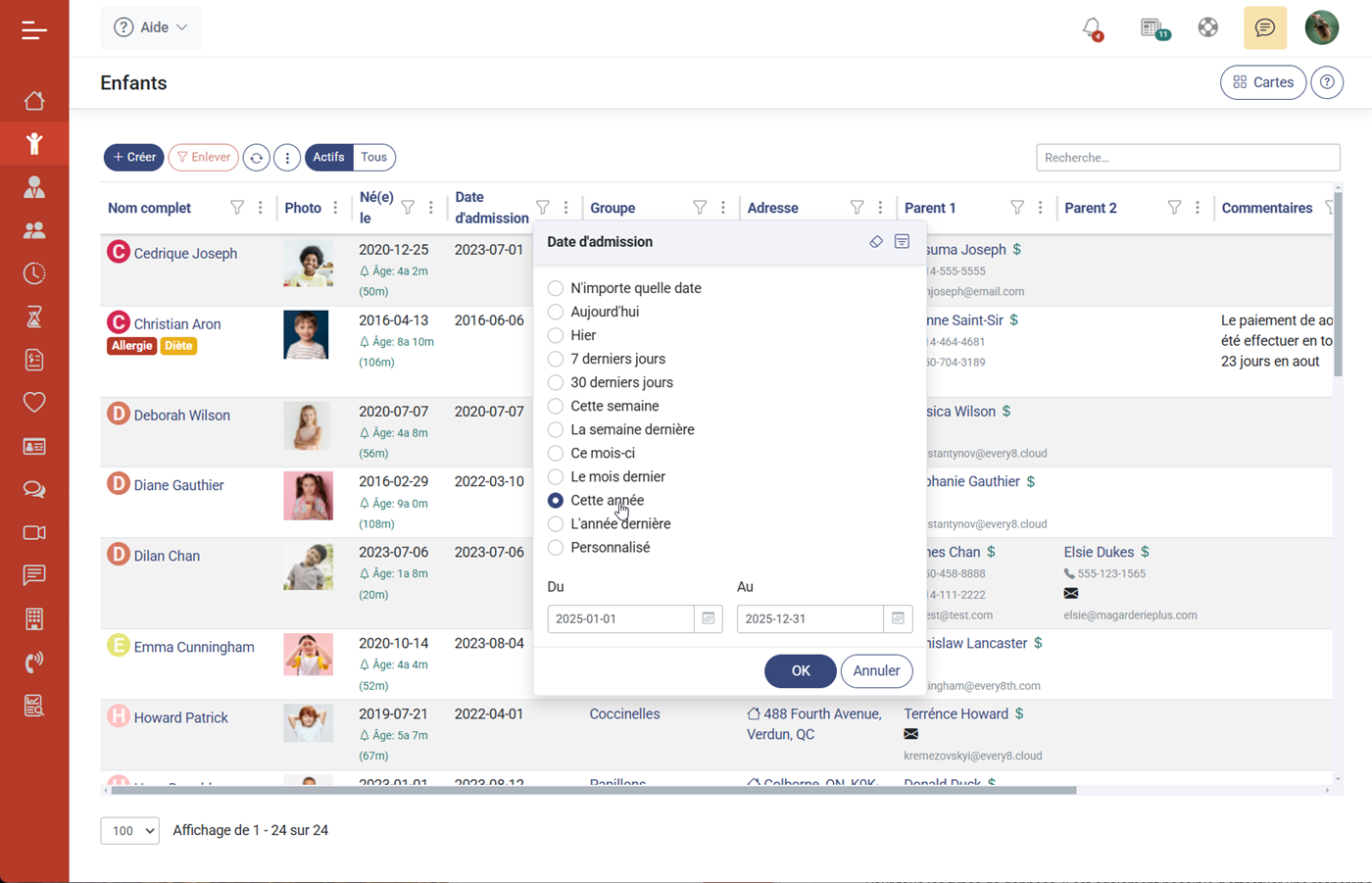 MaGarderie Plus Formulaires de liste