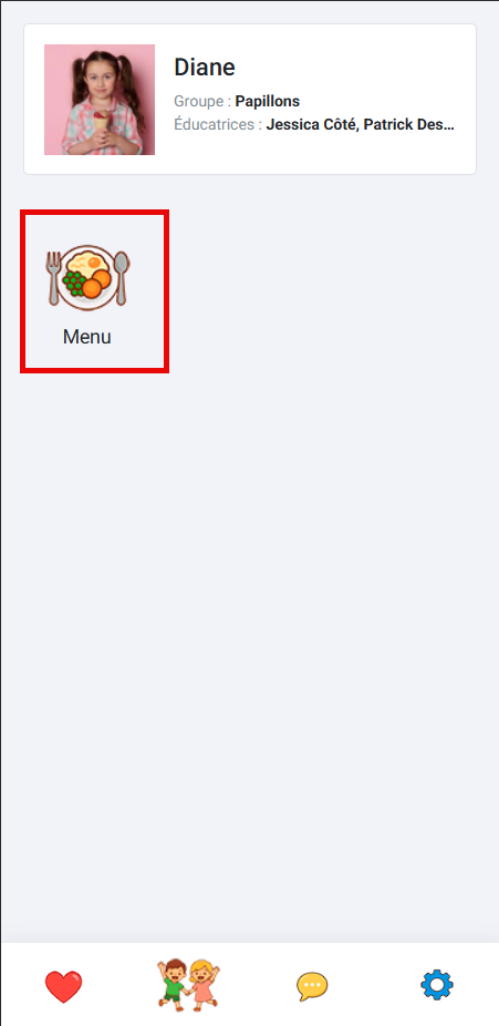 Gestion de menu