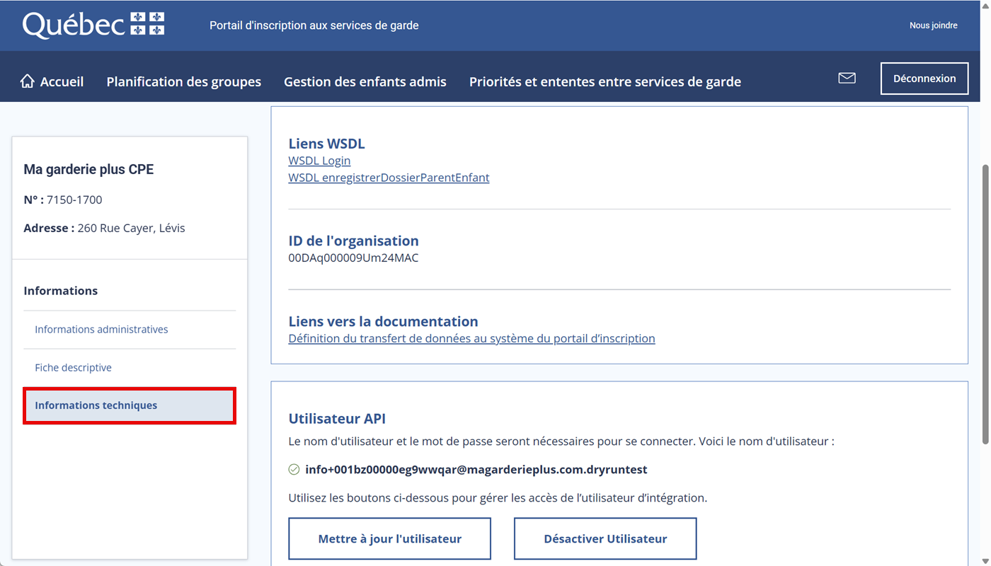 MaGarderie Plus Gestion des ententes de service