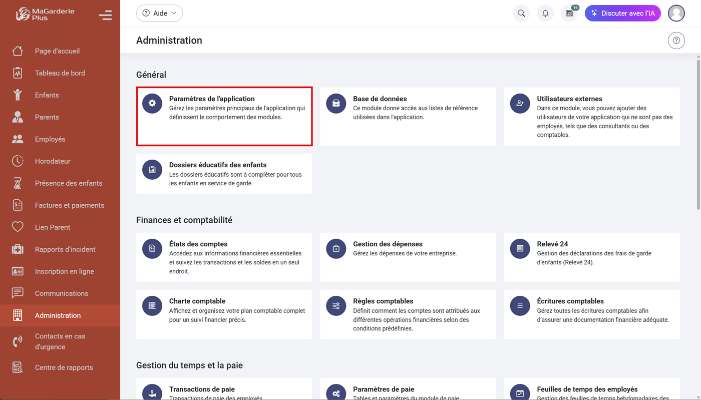 MaGarderie Plus Gestion des ententes de service