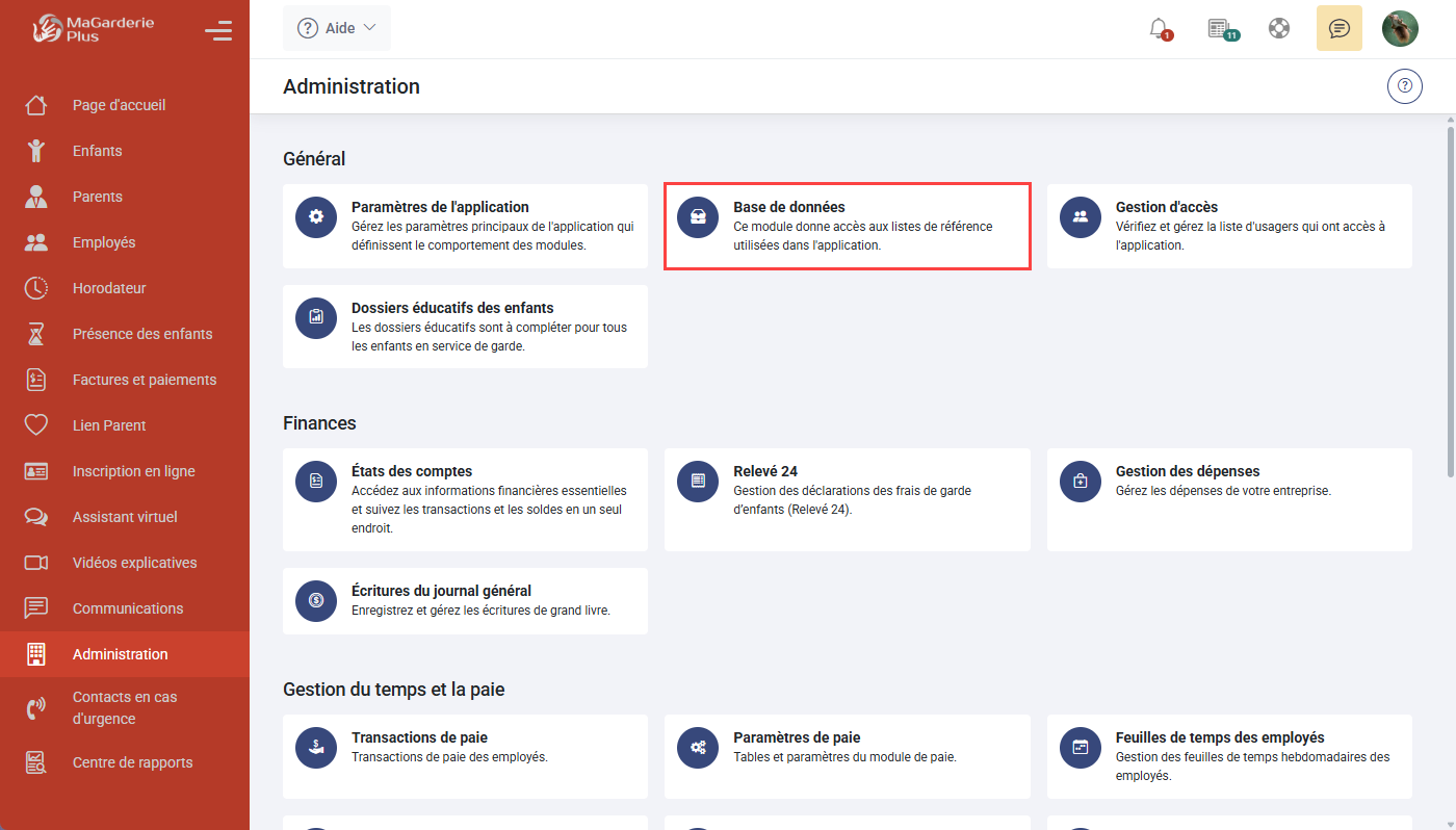 Gestion des fiches denfants