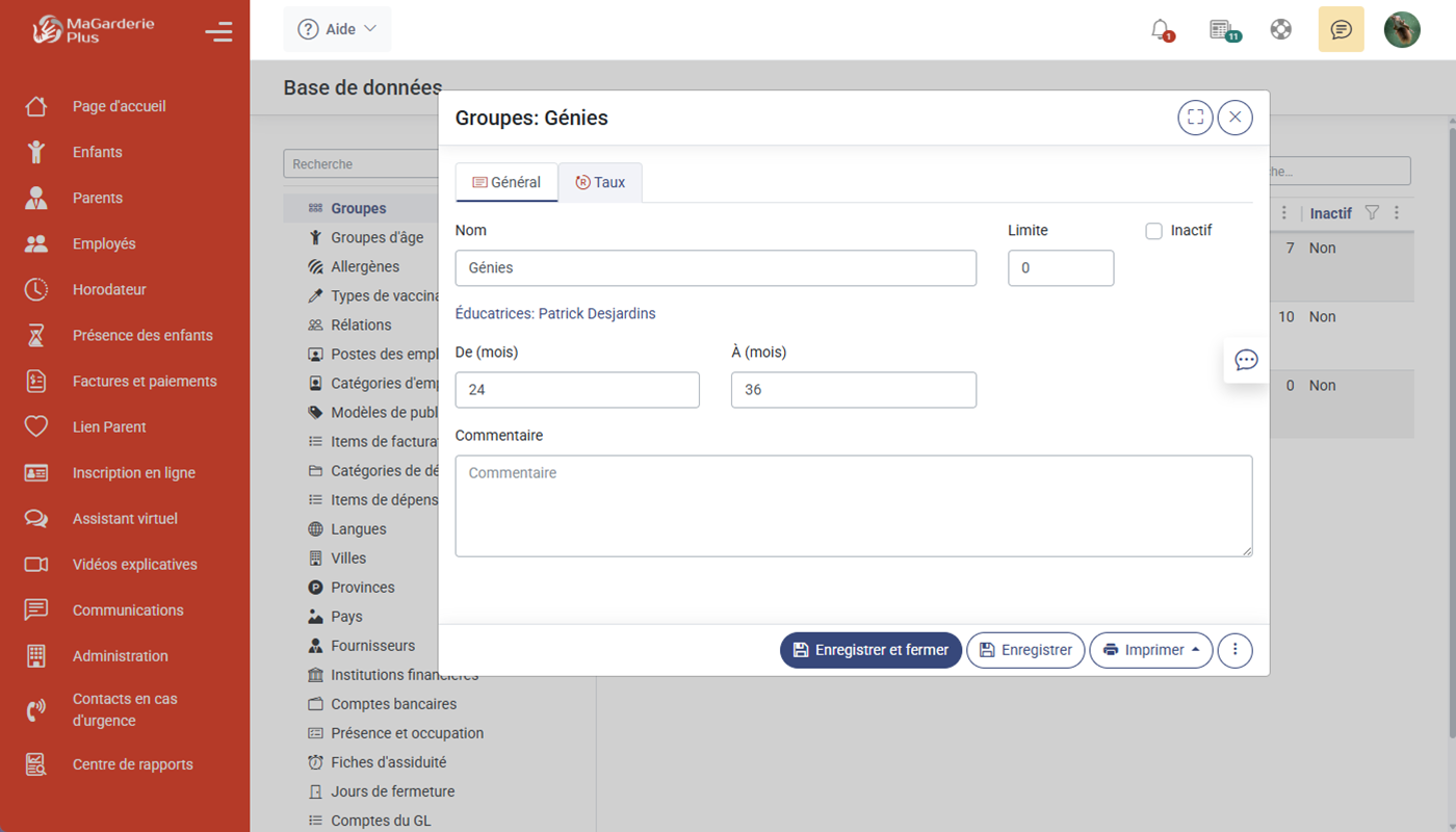Gestion des fiches denfants