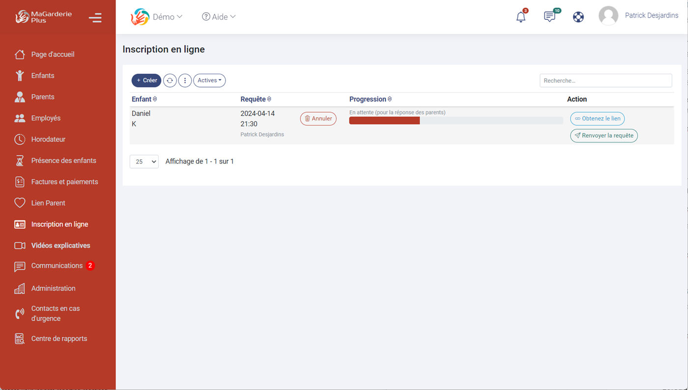 MaGarderie Plus Gestion des fiches denfants Inscription en ligne