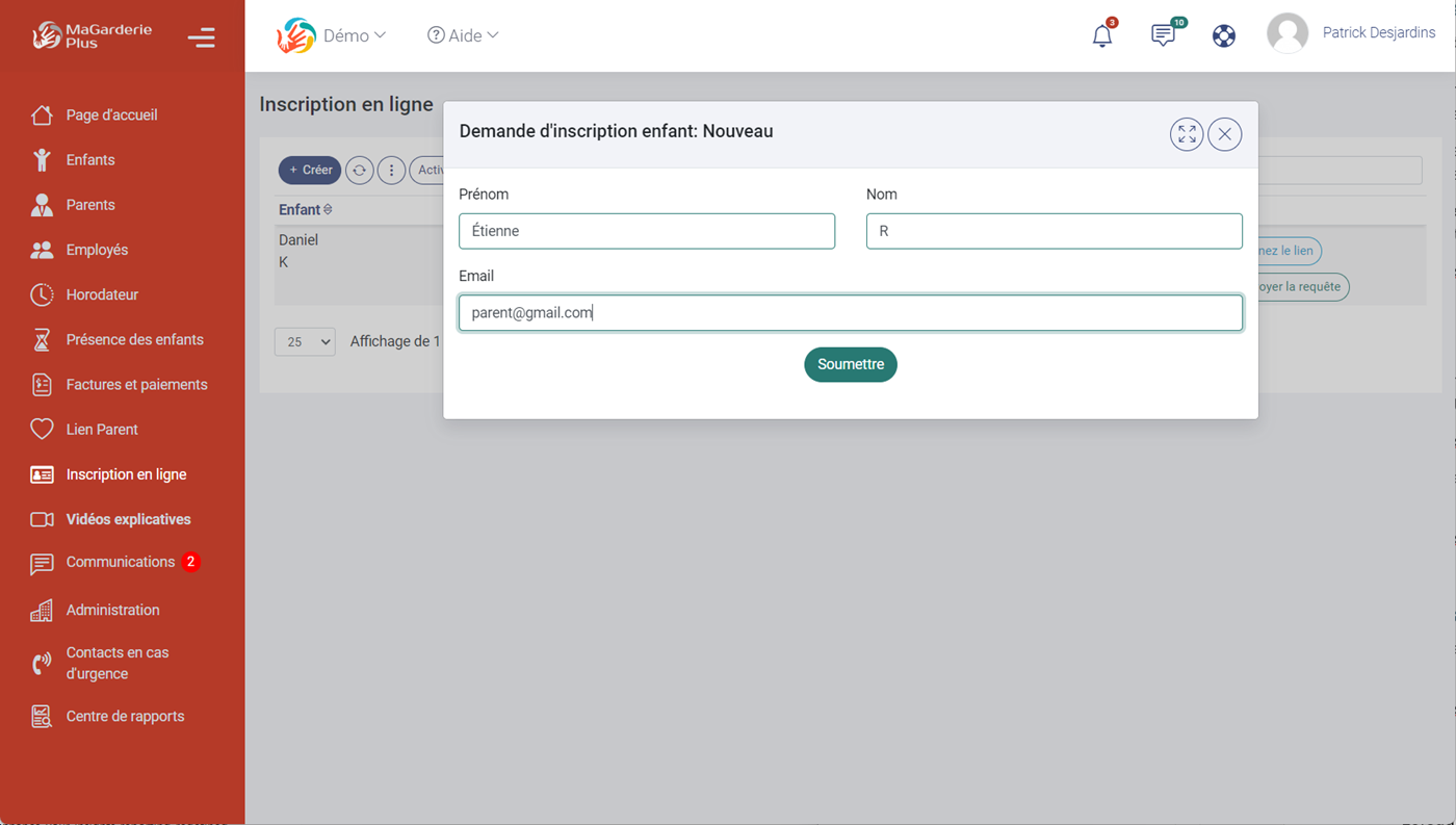 MaGarderie Plus Gestion des fiches denfants Inscription en ligne