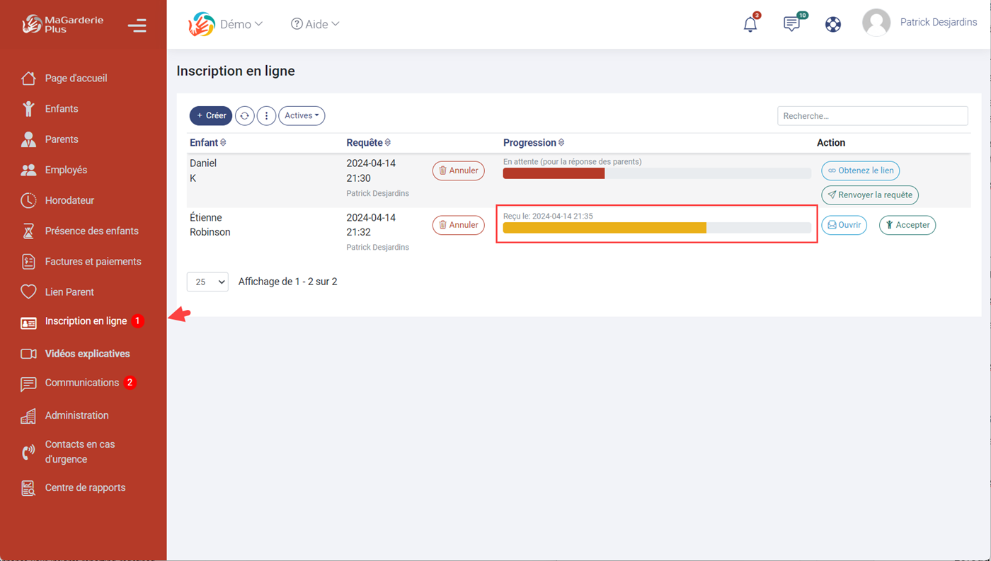 MaGarderie Plus Gestion des fiches denfants Inscription en ligne