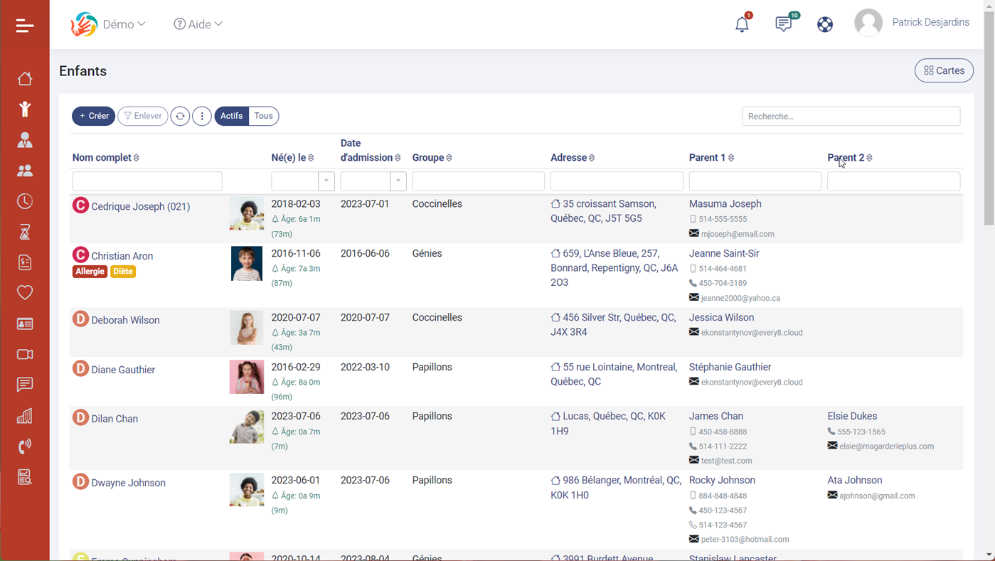 MaGarderie Plus Interface de lapplication