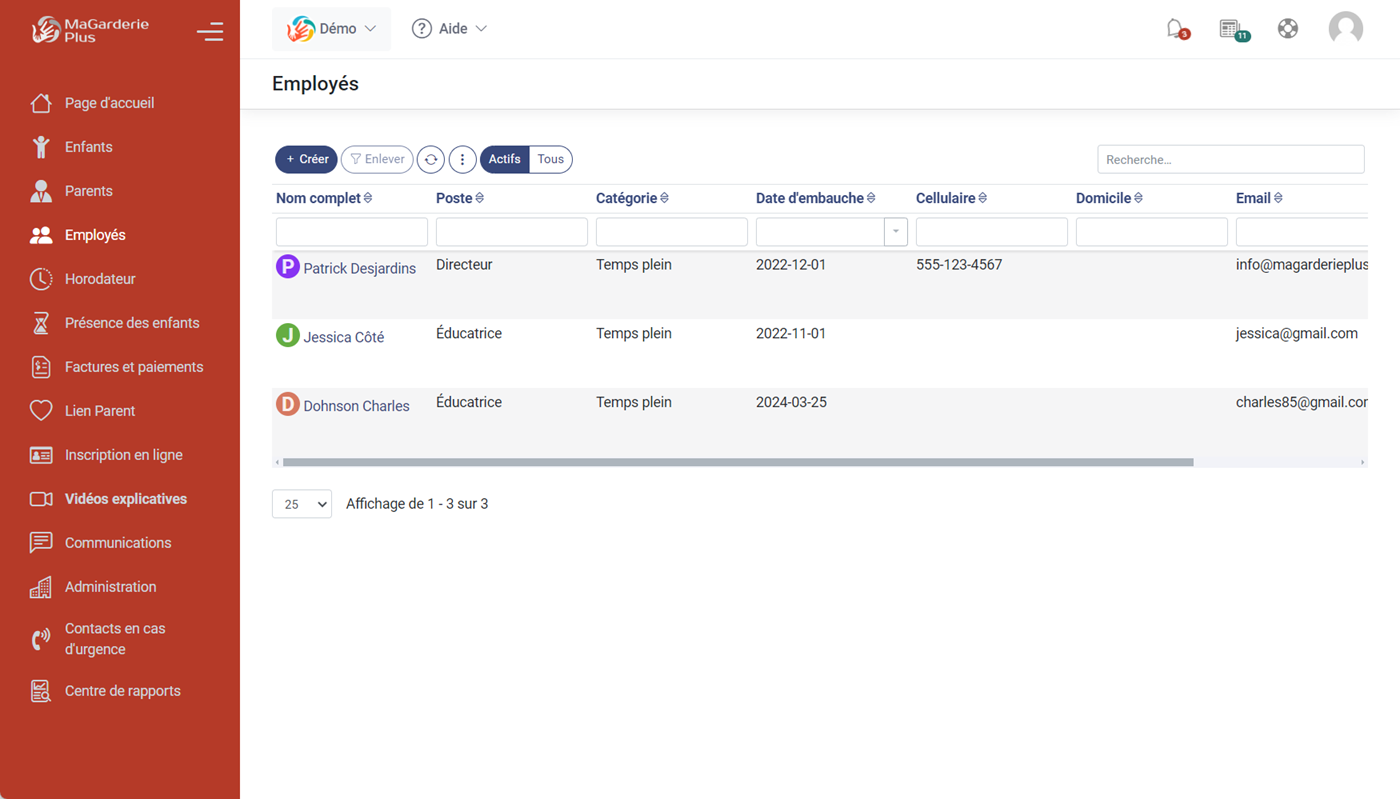 MaGarderie Plus Gestion des fiches demploys