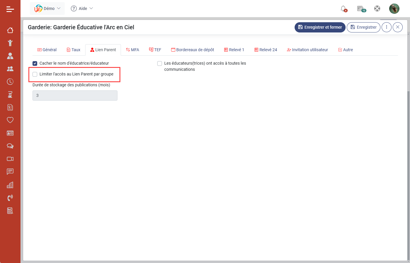 MaGarderie Plus Module Lien Parent