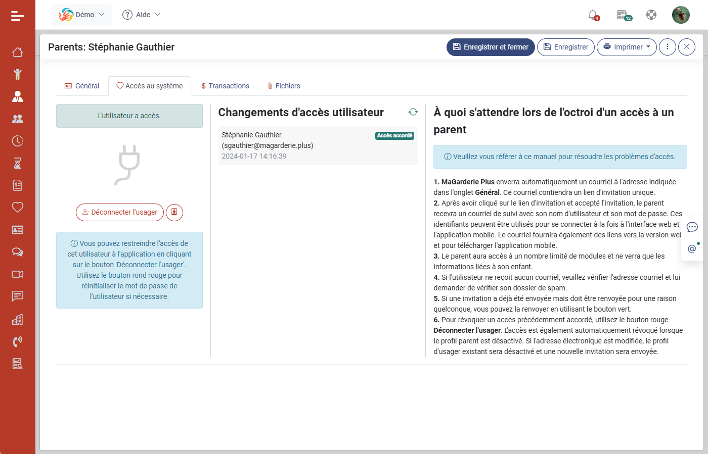 MaGarderie Plus Module Lien Parent