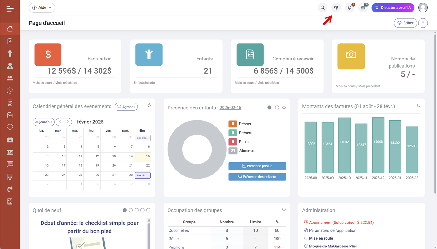 MaGarderie Plus Reglages du systme