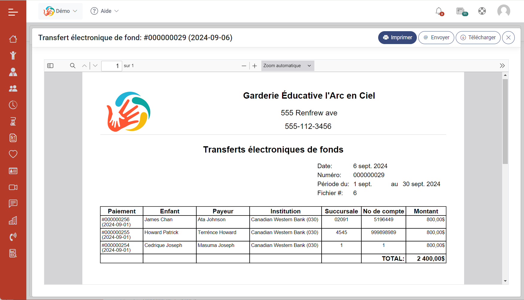 MaGarderiePlus Guides dtaills Transfert lectronique des fonds pour les paiements des parents