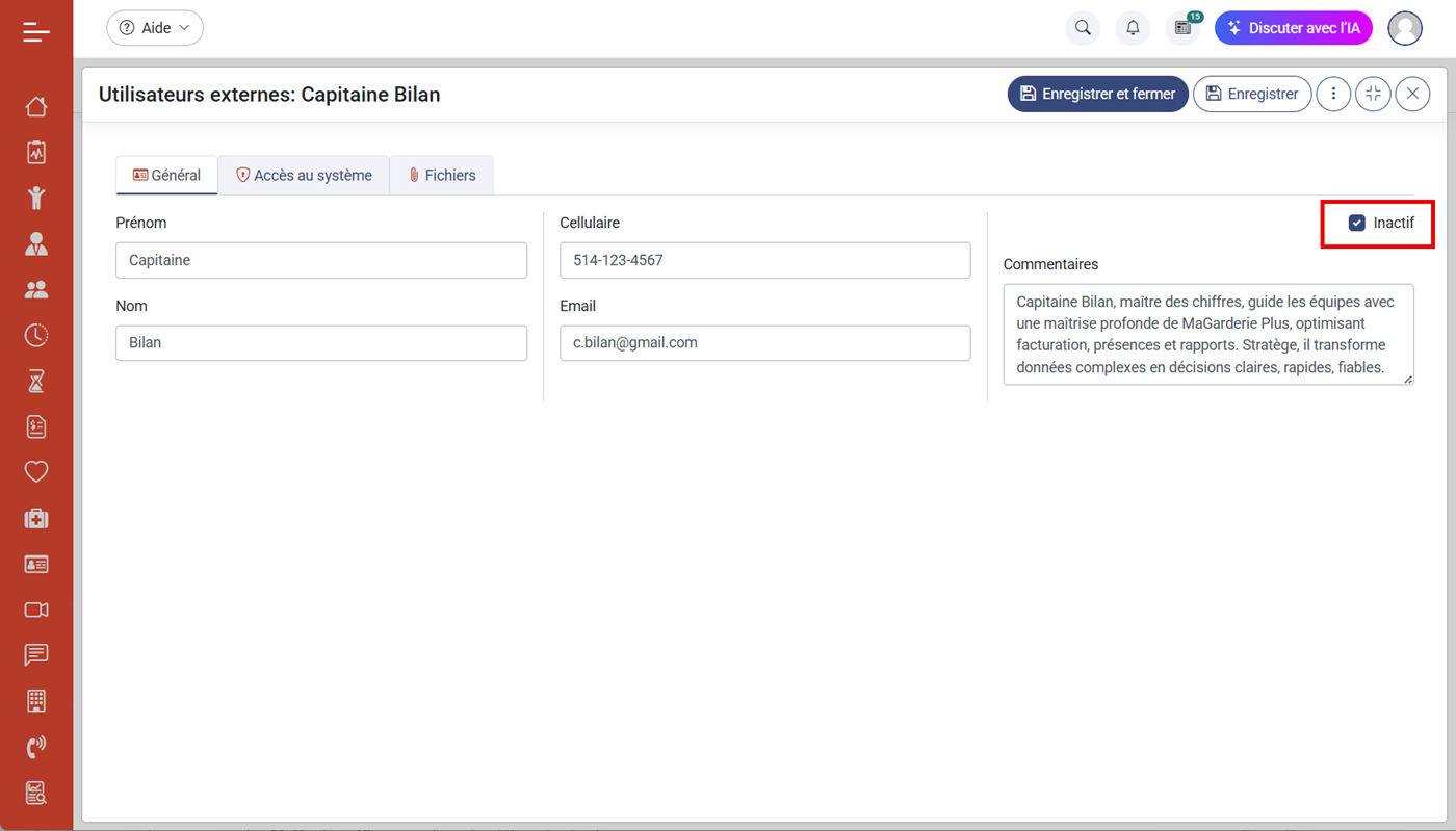 MaGarderie Plus Utilisateurs externes