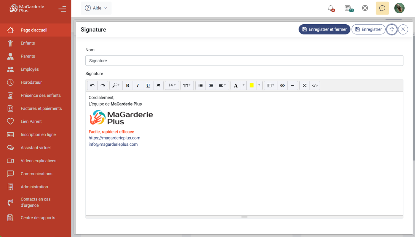 MaGarderie Plus Votre compte de messagerie