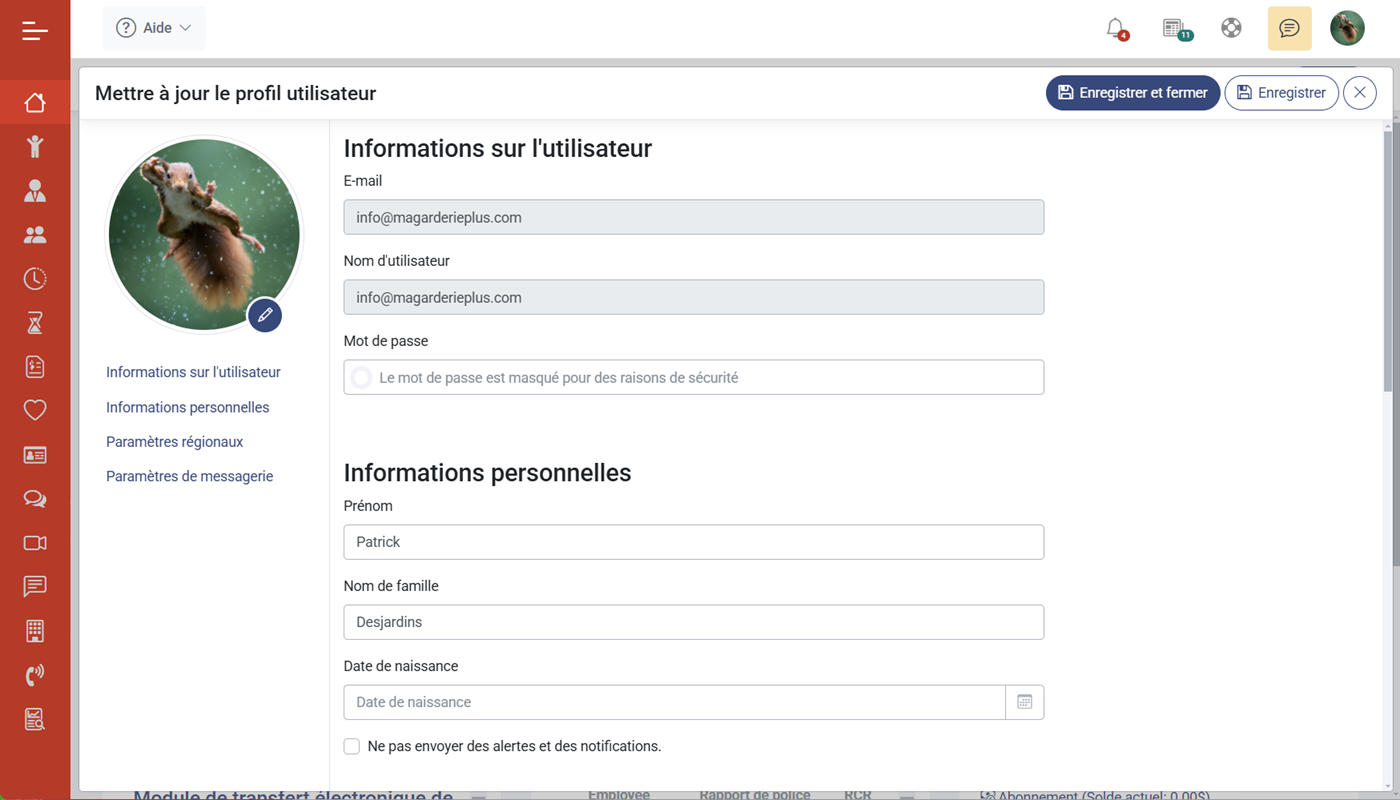 MaGarderie Plus Votre profil utilisateur